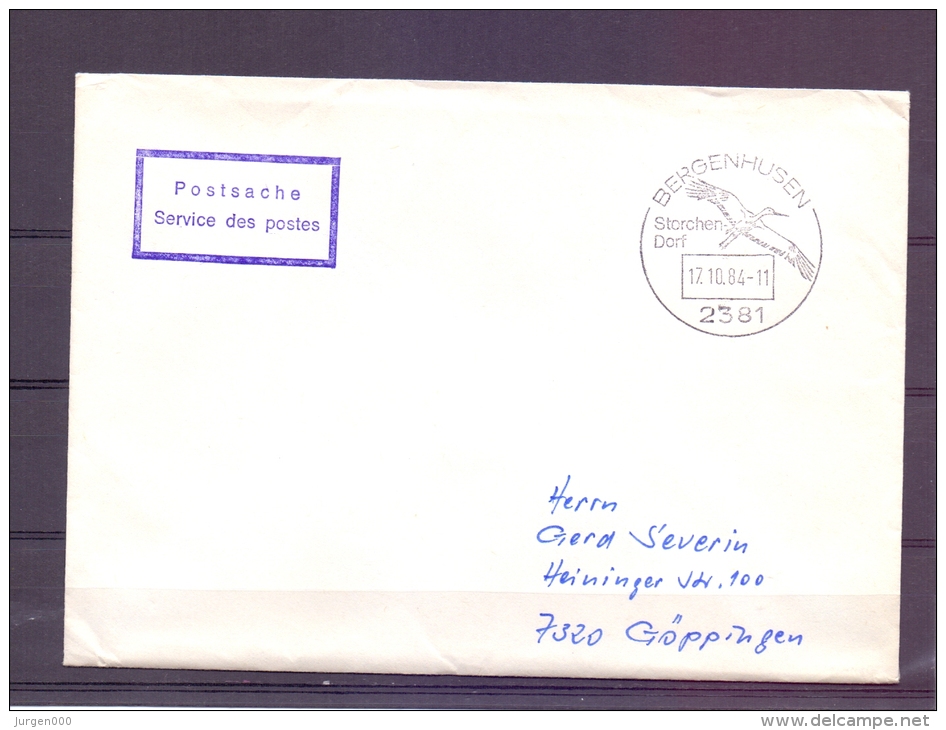 Deutsche Bundespost  - Bergenhusen - Storchendorf 17/10/84  (RM6366) - Cigognes & échassiers