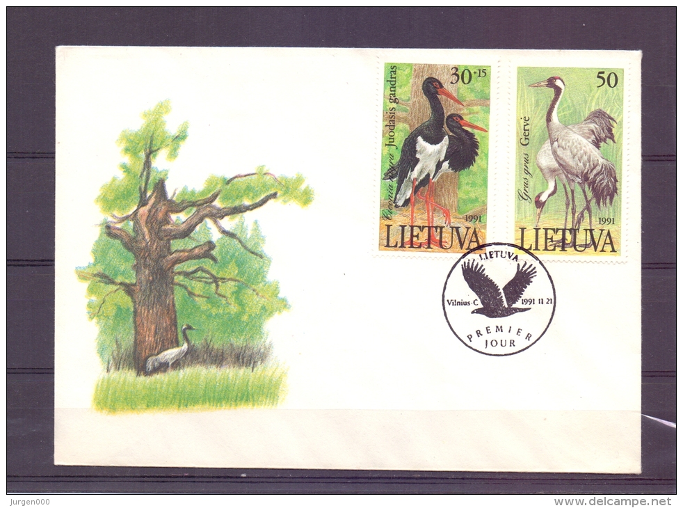 Lietuva - Premier Jour - Vilnius 21.1.1991  (RM6432) - Storks & Long-legged Wading Birds