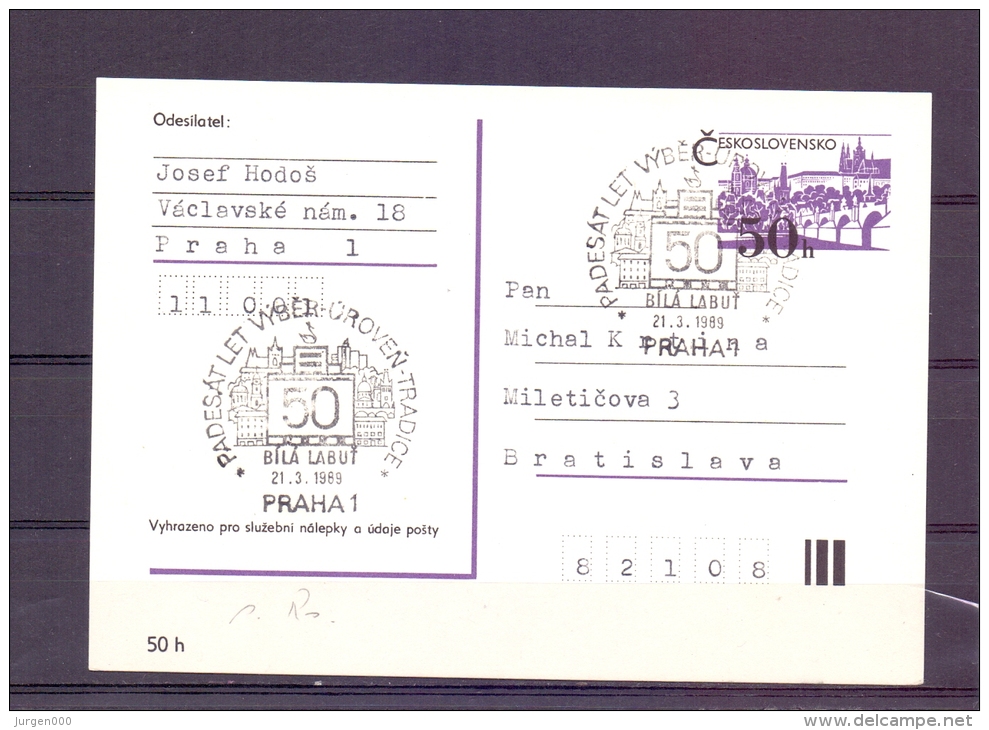 Ceskoslovensko -   Padesat Let Wyber Uroven  Tradice -  Praha 21/3/1989  (RM6450) - Cygnes