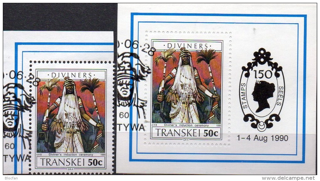 Zeremonie Wahrsagerei Südafrika Transkei 257+ Block 7 O 8€ Bloque Hojita Philatelic M/s Women Sheets Bf South Africa RSA - Used Stamps