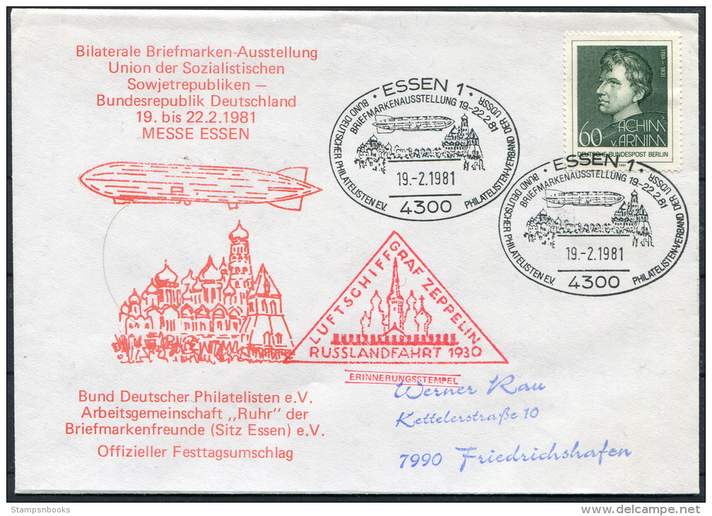 1981 Germany EssenGraf Zeppelin Polar Russlandfahrt 1930 Cover - Polar Flights