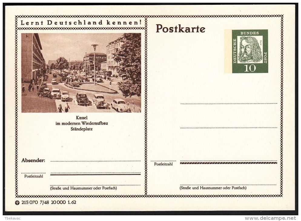 Germany 1962, Illustrated Postal Stationery "Kassel", Ref.bbzg - Illustrated Postcards - Mint