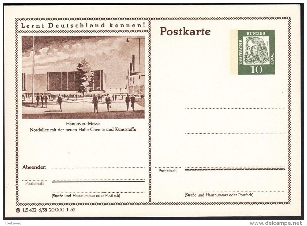 Germany 1962, Illustrated Postal Stationery "Hannover Fair", Ref.bbzg - Illustrated Postcards - Mint