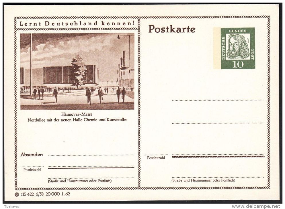 Germany 1962, Illustrated Postal Stationery "Hannover Fair", Ref.bbzg - Cartes Postales Illustrées - Neuves