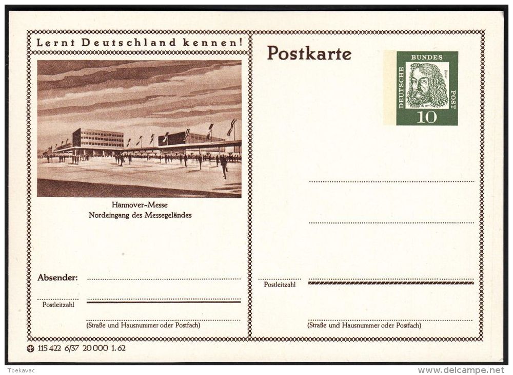 Germany 1962, Illustrated Postal Stationery "Hannover Fair", Ref.bbzg - Cartes Postales Illustrées - Neuves
