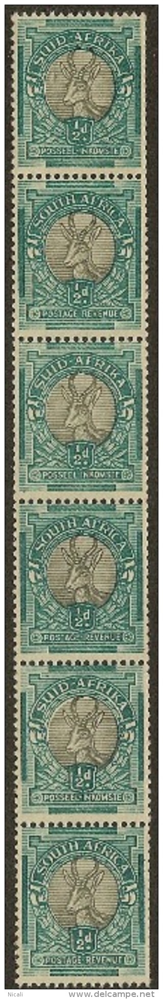 SOUTH AFRICA 1947 1/2d Vstrip (6) SG114c HM #CM641 - Unused Stamps