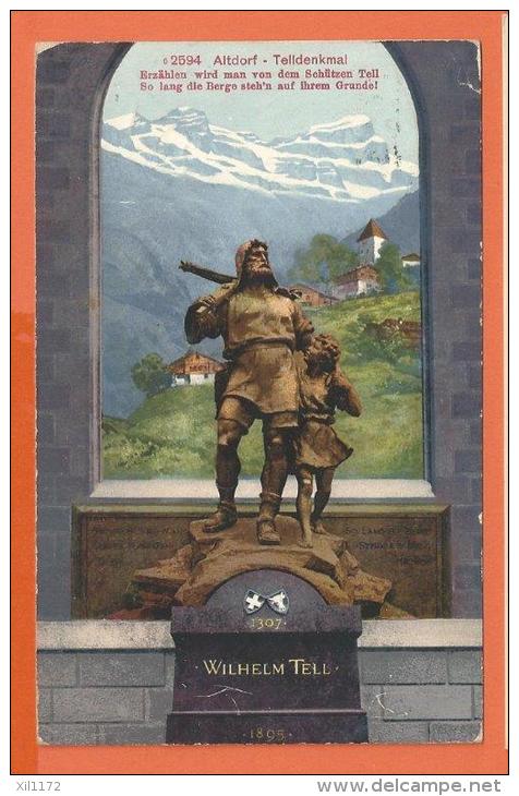 DAE-26 Wilhelm Tell Denkmal Altdorf,  Stempel Altdorf 1917 - Altdorf