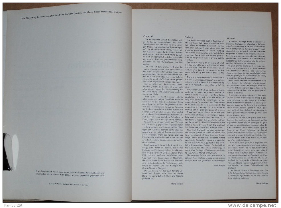 1960 EINBAUTEN: Planung Form Konstruktion HANS STOLPER Design 1st Edition Éléments Encastrés - Otros & Sin Clasificación