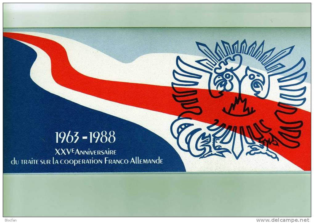 Gemeinschaftsausgabe 1988 Deutschland-Frankreich MH Mit BRD 1351+RF 2636 ** 24€ Adenauer/ Charles Gaulle Booklet Germany - Blocs & Carnets