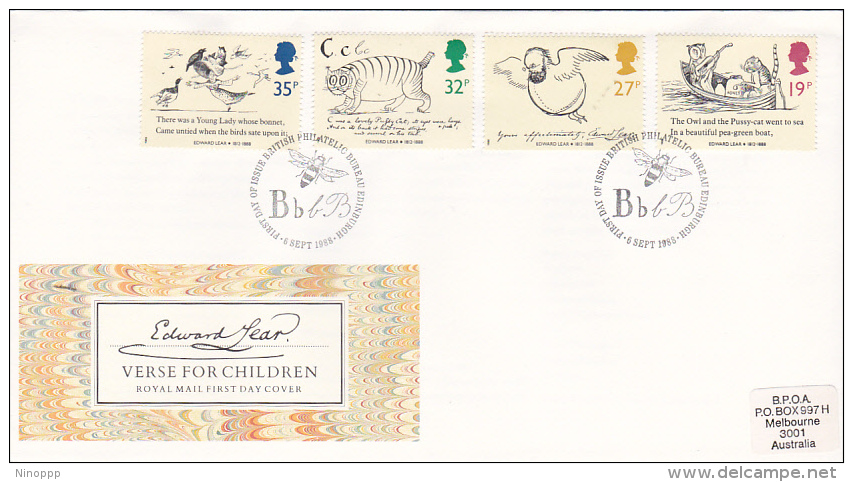 Great Britain 1988 Verses For Children FDC - Non Classés