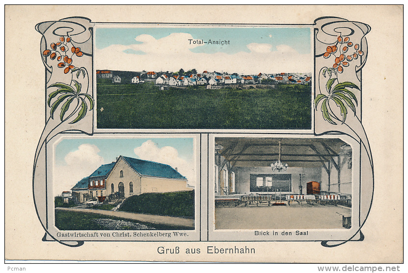 GERMANY:  Gruss Aus Ebernhahn, Multi-View, Total-Ansicht, Gastwirtschaft, Blick In Den Saal - # 335, 1919 - RARE - Altri & Non Classificati