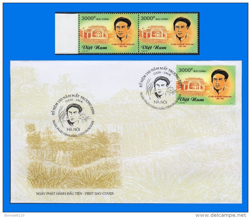 VN 2014-0023, 150th Death Anniv Of Truong Dinh (Hero), FDC & Pair (Single Value) - Vietnam