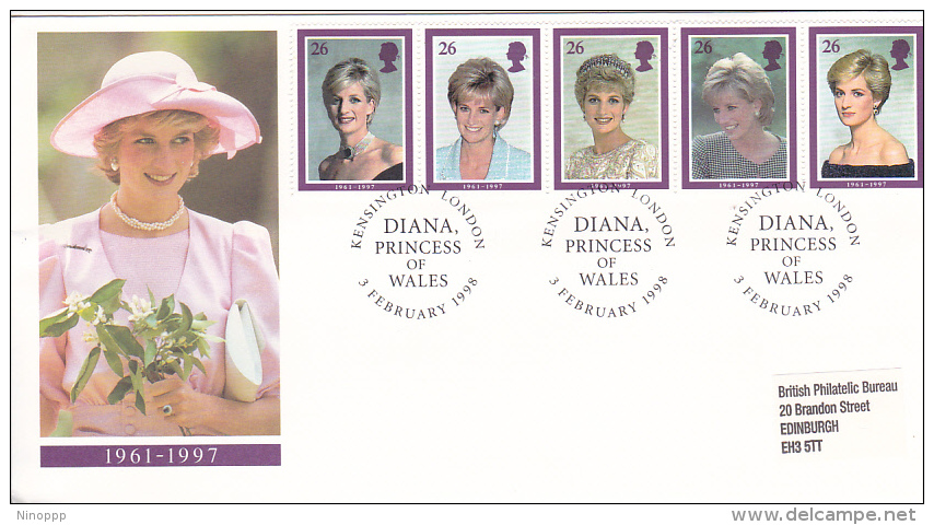 Great Britain 1998 Diana Princess Of Wales  FDC - Non Classificati