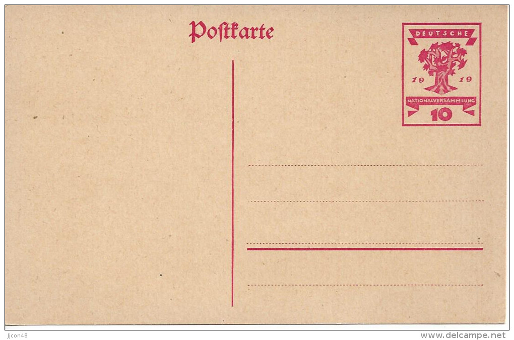 Germany 1919 Postkarte 10pf  (*) Mi. P115 - Other & Unclassified