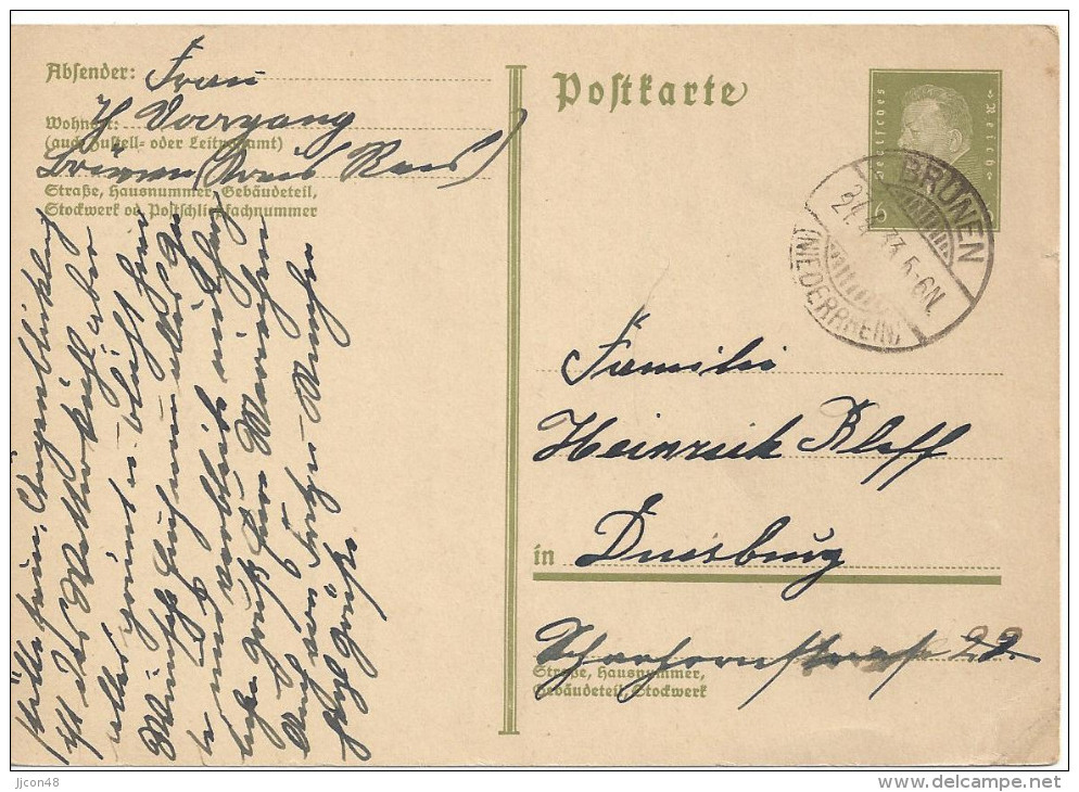 Germany 1932  Postkarte 6pf  (o) Mi. P 199 (Brunen 24.4.33) - Other & Unclassified