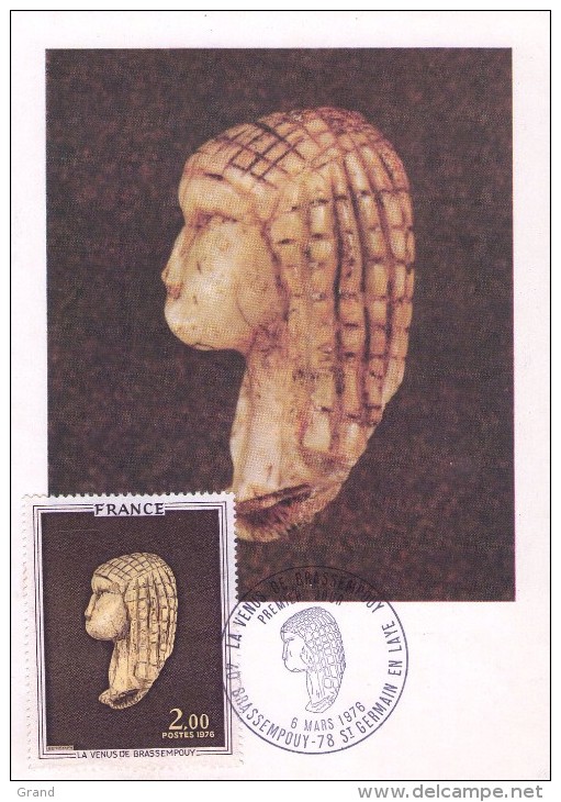 Venus De Brassempouy-France-Carte Mximum-Toutes Les Cartes Sont Différentes-valeur 10 Euro - Archaeology