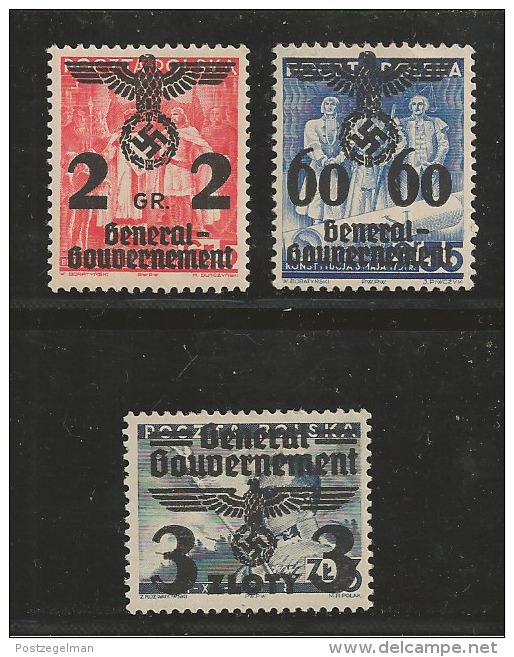 GENERAL GOUVERNMENT, 1940, Mint Hinged Stamp(s) Overprint (3)c Polish Stamps, MI 17=29 #16001 - Occupation 1938-45