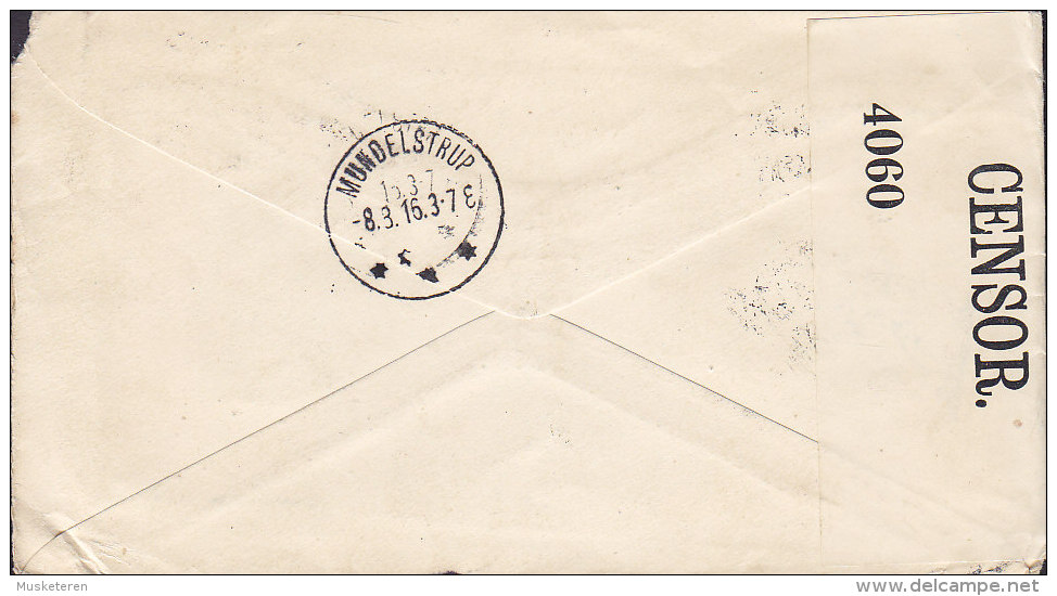 United States Postal Stationery COUNTY STATE BANK, MEDICINE LAKE Mont 1916 MUNDELSTRUP Denmark VERY SCARCE Censor Zensur - 1901-20