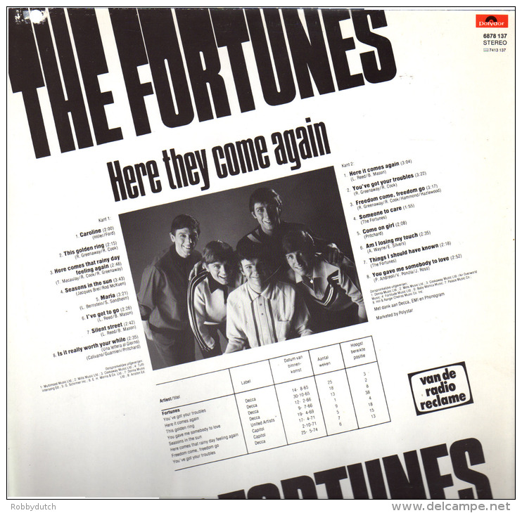 * LP *  THE FORTUNES - HERE THEY COME AGAIN (Holland EX-!!!) - Disco, Pop