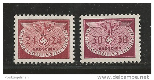 GENERAL GOUVERNMENT, 1944, Mint Hinged Stamp(s) Dienstmarke 16=24, #16026, 2 Values Only - Occupation 1938-45