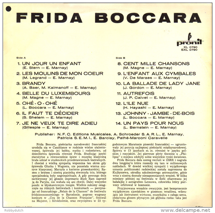 * LP *  FRIDA BOCCARA - LES MOULINS DE MON COEUR (Poland 1969) - Andere - Franstalig