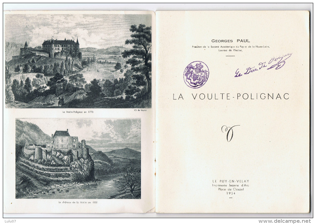 La Voute_Polignac    20 Pages  1954      14.5 Cm  X  19  Cm - France