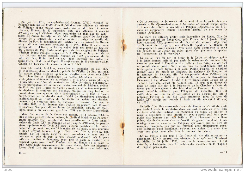 La Voute_Polignac    20 Pages  1954      14.5 Cm  X  19  Cm - France