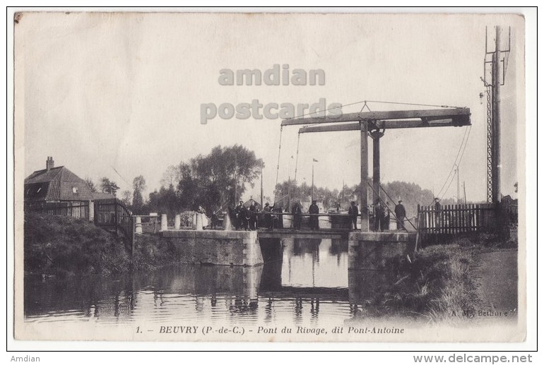 FRANCE 62 BEUVRY (Pas De Calais) PONT DU RIVAGE DIT PONT ANTOINE - LIFT BRIDGE - C1910s Vintage Postcard CPA ANIMEE - Beuvry