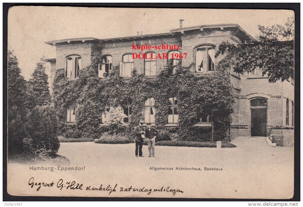 Hamburg Nord Eppendorf, Allgemeines Krankenhaus 5-2-1906  , 2 X Scans  For Condition. ( Originalscan !!! ) - Eppendorf