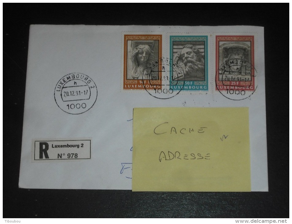 LETTRE RECOMMANDEE LUXEMBOURG AVEC YT 1227 1228 1229 SERIE COMPLETE - ARCHITECTURE MASCARON - - Cartas & Documentos