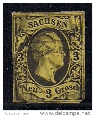 SACHSEN, 1851, Cancelled Stamp(s) 3 Neu Groschen, Friedrich August II, MI 6 # 16076, - Saxony