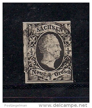 SACHSEN, 1851, Cancelled Stamp(s) 1/2 Neu Groschen, Friedrich August II, MI 3 # 16073, - Saxony
