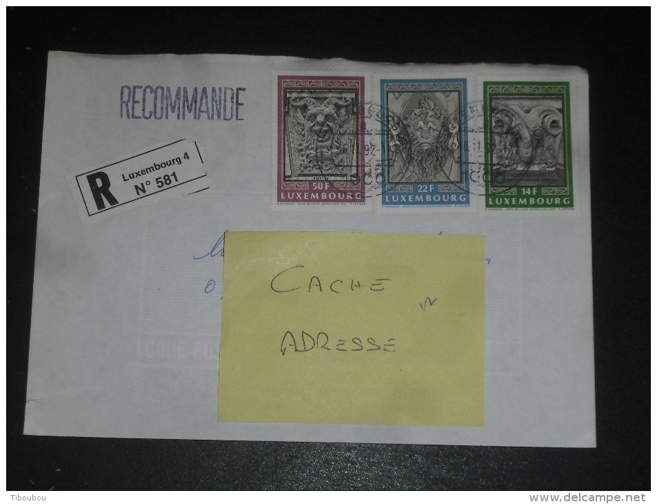 LETTRE RECOMMANDEE LUXEMBOURG AVEC YT 1249 1250 1251 - ARCHITECTURE MASCARON - BOUC DEMON - - Cartas & Documentos