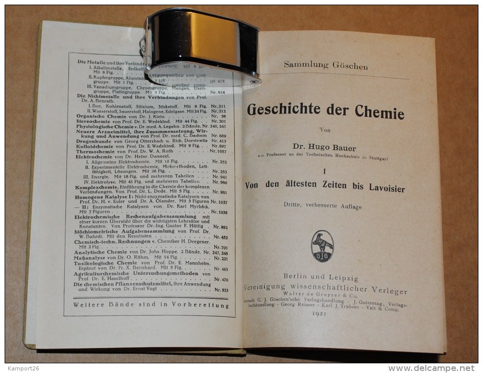 1921 Geschichte Der Chemie BAUER From The Earliest Times To Lavoisier CHEMISTRY Histoire De La Chimie - Old Books