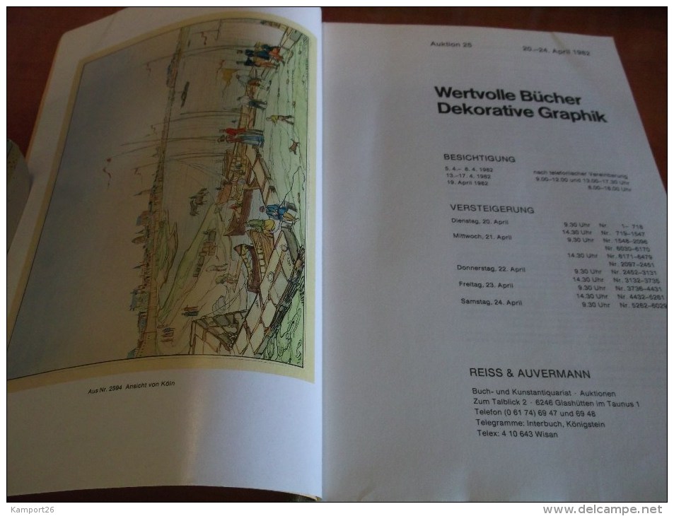 Auktion 25 WERTVOLLE Bücher 1982 DEKORATIVE GRAPHIK Art Military Maps AUCTION Des Livres Précieux Tableaux Décoratifs - Catálogos