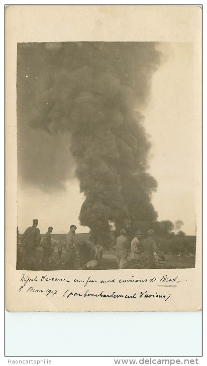 Guerre 1914 -18  Dépot D'essence En Feu Aux Environs De Brod  Bombardement D'avion - Bosnië En Herzegovina