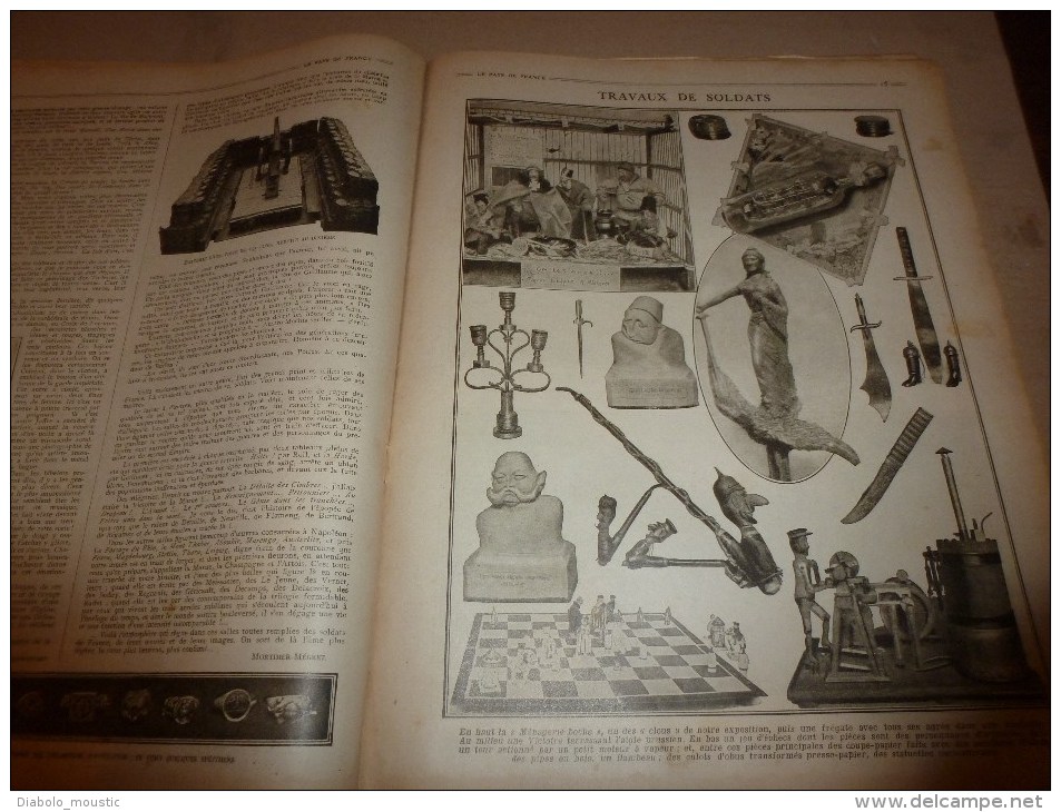 1915 JOURNAL de GUERRE (Le Pays de France): Artisanat des poilus (objets);Lihons;St-George s;Moudros;Gallipoli;St-Pries