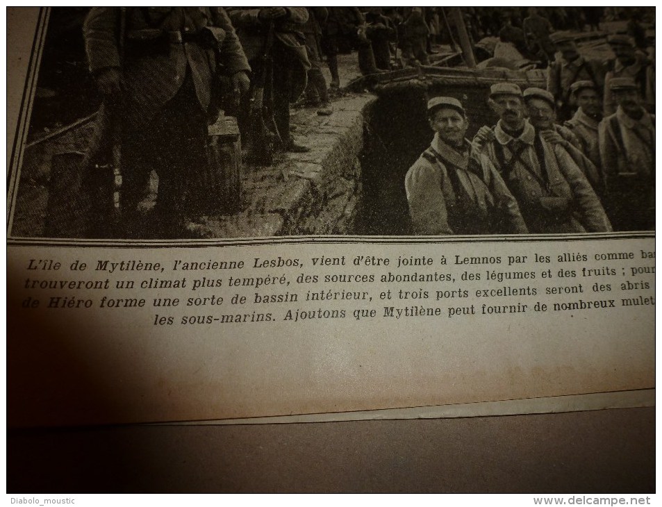 1915 JOURNAL de GUERRE (Le Pays de France):Tolmino;Indiens à Rouen;Berry-au-Bac;Volontaires d'aviation;Lemnos;Mytilène