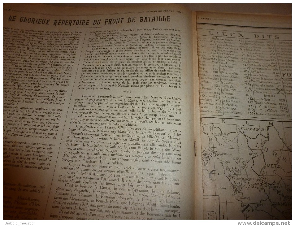 1915 JOURNAL De GUERRE (Le Pays De France):Répertoire Front Des BATAILLES; BELGIQUE;St-Mihiel;SERBIE;Pasly;MACEDOINE - Français