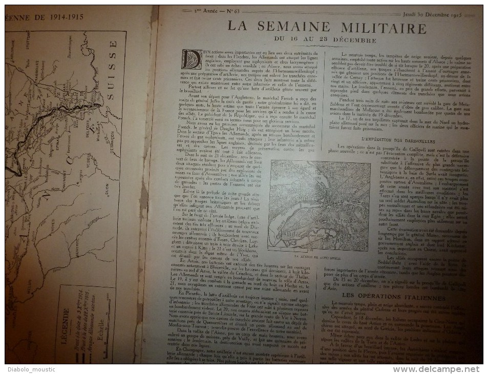 1915 JOURNAL de GUERRE (Le Pays de France):Répertoire Front des BATAILLES; BELGIQUE;St-Mihiel;SERBIE;Pasly;MACEDOINE