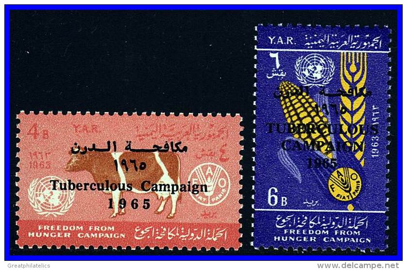 YEMEN 1965 = TUBERCULOSIS O/Print On HUNGER MNH CATTLE MEDICINE FOOD (3ALL) - Medicine