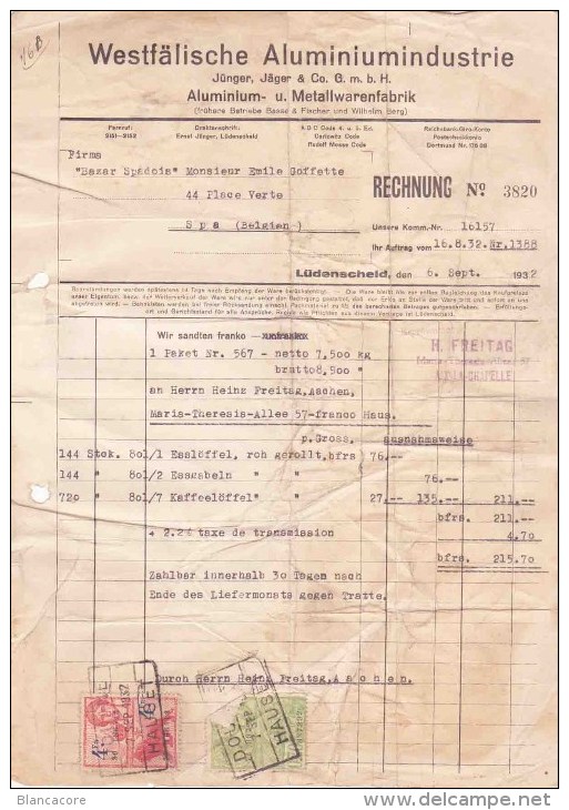 Lüdenscheid JÜNGER JÄGER & Co 1932 Aluminium Und Metallwarenfabrik - 1900 – 1949