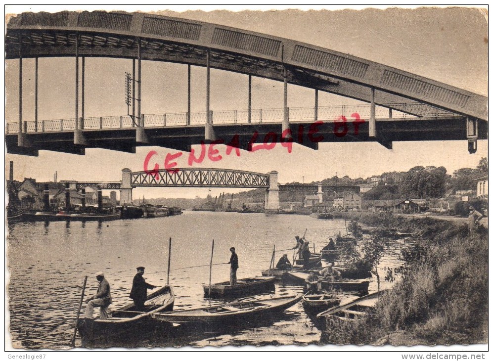 78 - ANDRESY - FIN D' OISE- BORD DE L' OISE ET LES DEUX PONTS - PECHE SUR BARQUE - Andresy