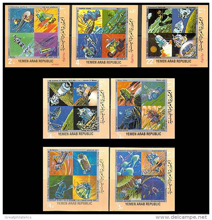 YEMEN 1969 SPACE / APOLLO 11  Imperf Mi#987-93 MNH ASTRONOMY (3ALL) - Sammlungen