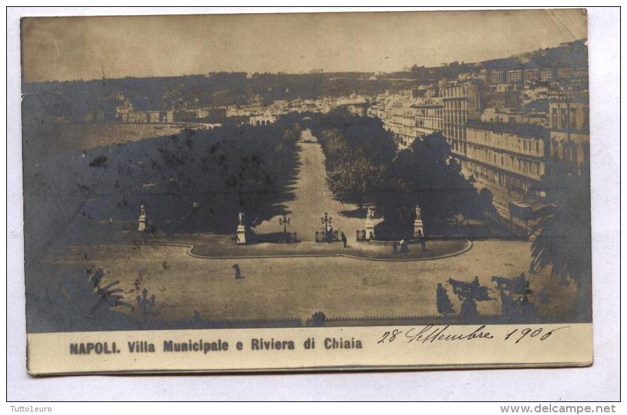 NAPOLI - 1906 - VILLA MUNICIPALE E RIVIERA DI CHIAIA. FOTOGRAFICA - Napoli