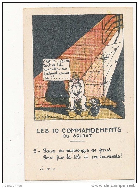 LES DIX COMMANDEMENT DU SOLDAT HUMOUR MILITAIRE FAUX OU MENSONGES NE FERAS CPA BON ETAT - Humoristiques