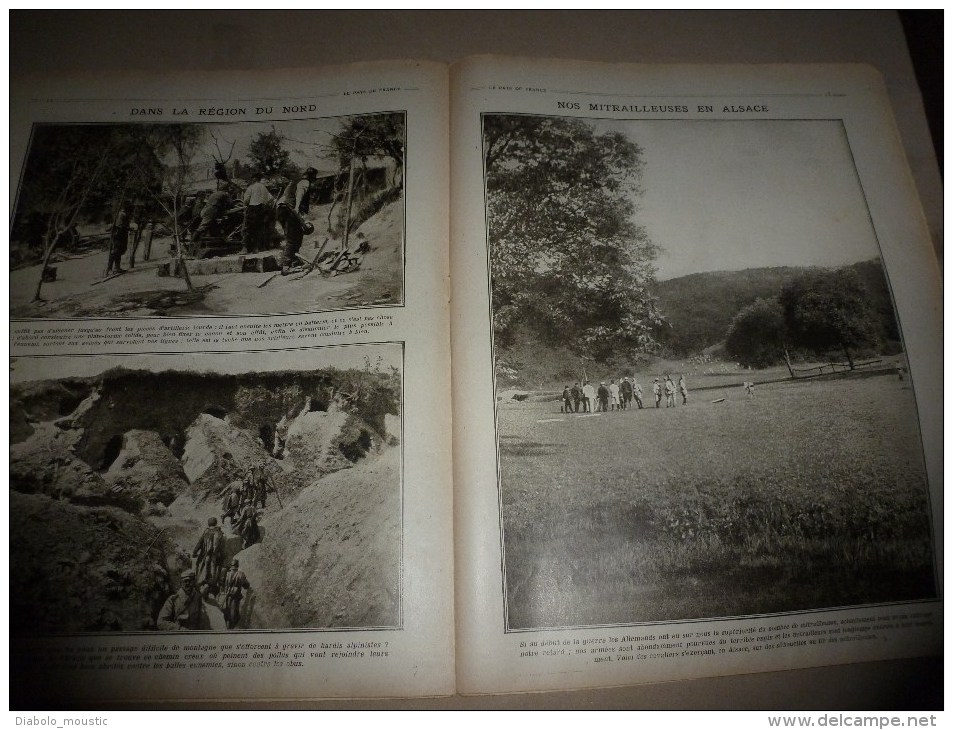 1915 JOURNAL de GUERRE(Le Pays de France):Nos aviateurs; Roi Alexis de SERBIE;Les turcs;Seed-el-Bahr;