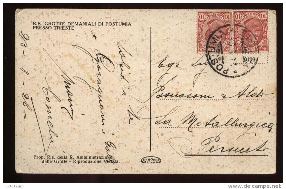 SLOVENIA - POSTUMIA - POSTOJNA - 1923 - LE GROTTE - COLONNA ROVESCIATA. - Slovenia