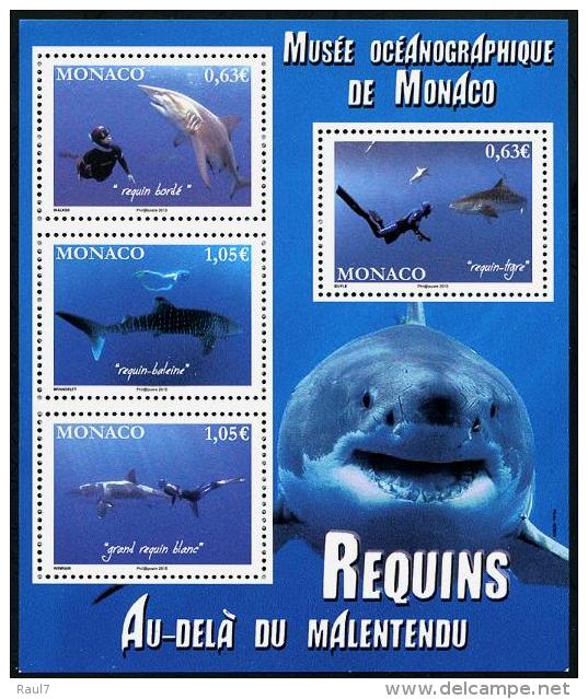 MONACO - 2013 - Faune Marine, Requins - BF Neufs // Mnh Sharks - Unused Stamps