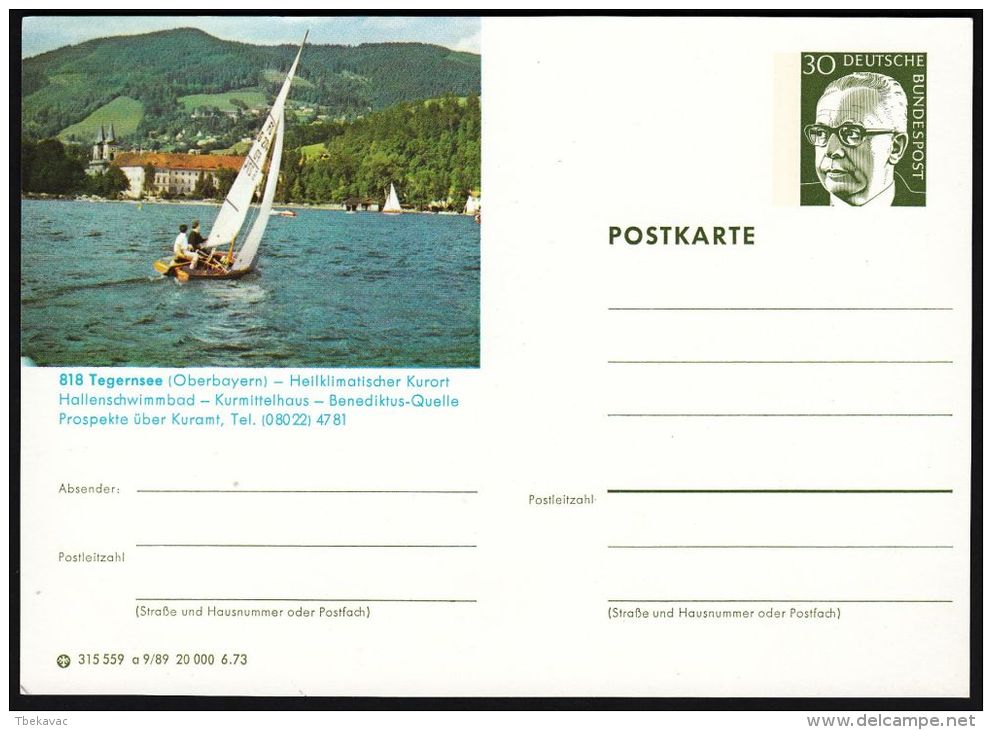 Germany 1973, Illustrated Postal Stationery "Tegernsee", Ref.bbzg - Illustrated Postcards - Mint